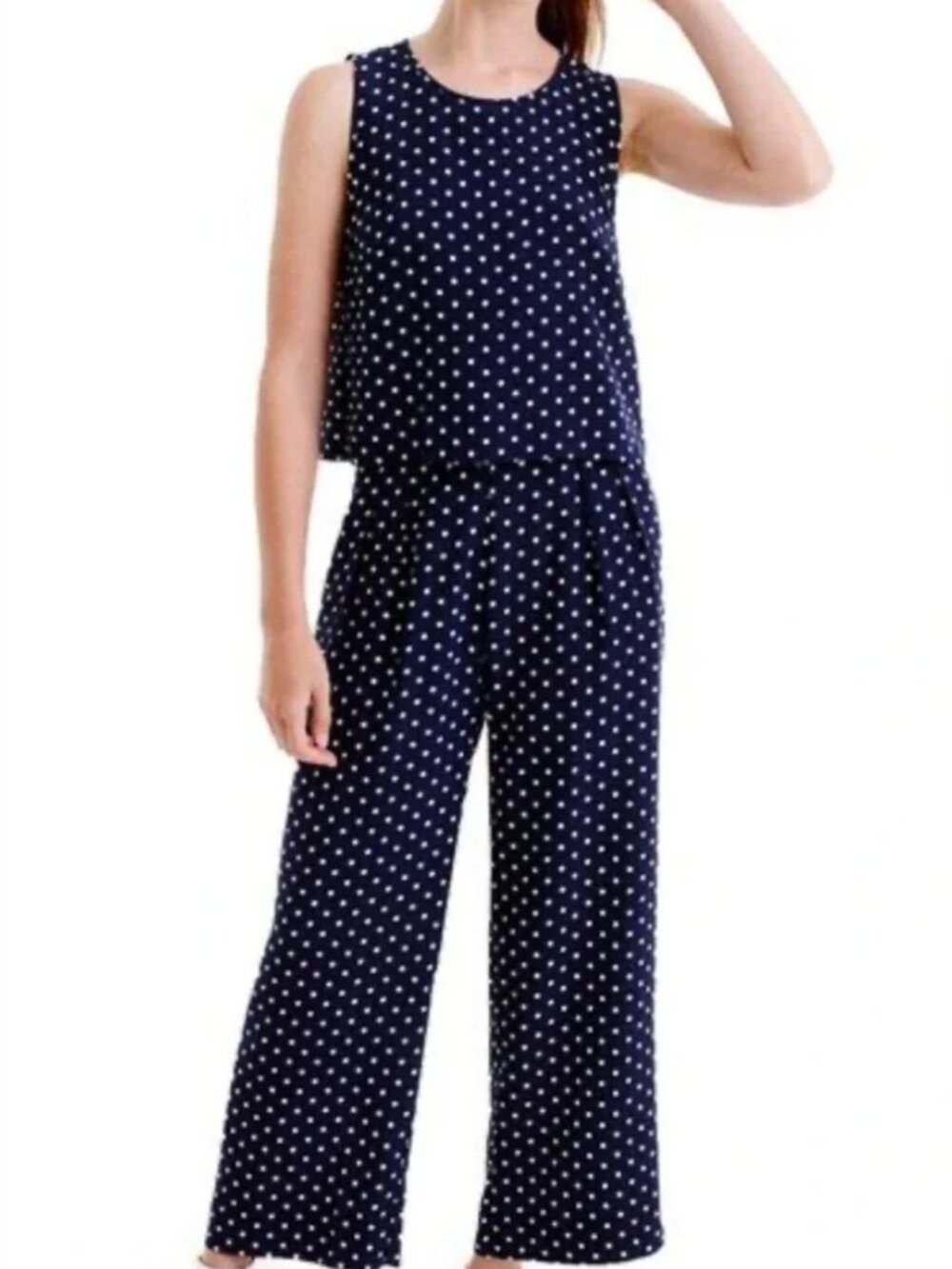 J Crew Navy Polkadot Jumpsuit, SZ 14 NWT